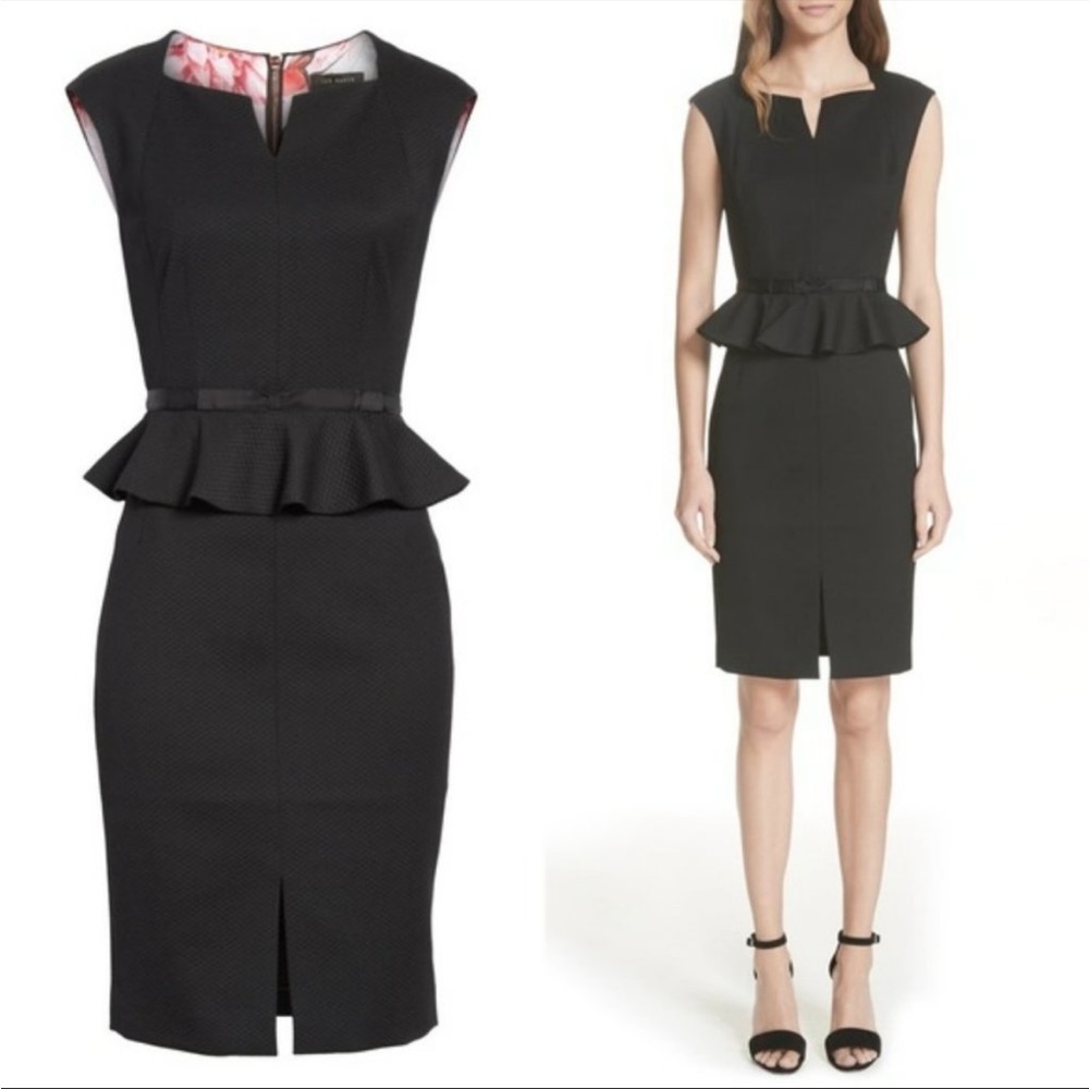 Ted Baker Black Sleeveless Peplum Dress